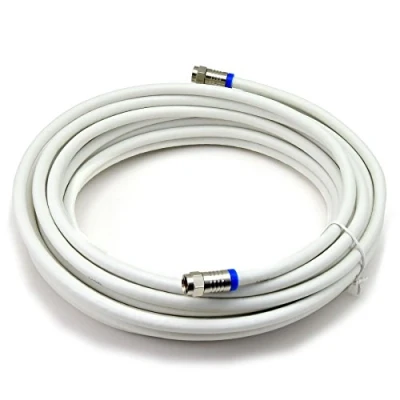 Image of Satix Coaxial cable 2 F type plugs connectors triple shielded 120 dB class A+ for satellite dish tv 10 m white