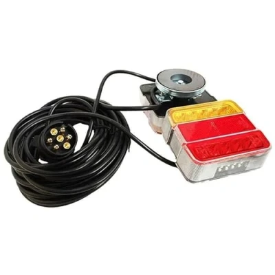 Image of 12v Cable Magnetic LED Trailer Towing Lights Rear Tail Board Lamps Stop (YELLOW LIGHT, 12m)