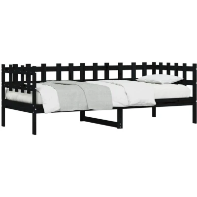 Image of vidaXL Day Bed without Mattress Black 90x200 cm Solid Wood Pine