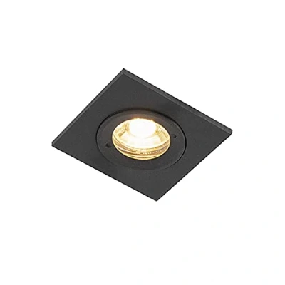 Image of Qazqa Modern recessed spot Black IP44 Xena Square Suitable for LED GU10 1 Way Light Stainless Steel Outdoor spotway Living Room I Kitchen