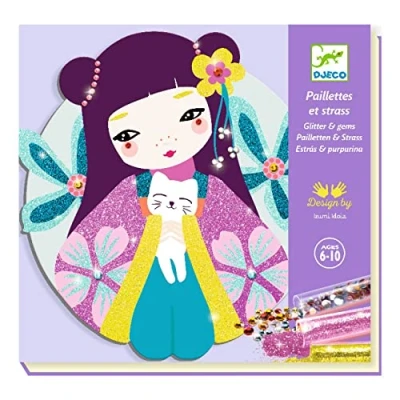 Image of Djeco DJ09523 Onnanoko Glitter &amp; Gem Boards Craft Set