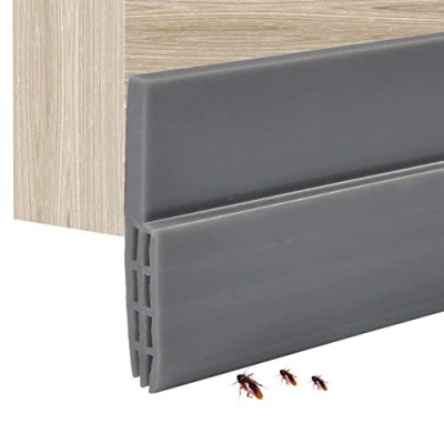 Image of Door Draft Excluder Strip, Self Adhesive Bottom Seal Soundproof Weatherproof Noise Proof Under Sweep Stopper Weather Stripping for Interior Doors 100cm (Gray)