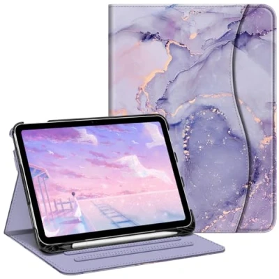 Image of FINTIE Case Compatible with iPad 10th Generation (2022) 10.9 Inch, Multi Angle Viewing Protective Stand Cover Pencil Holder &amp; Pocket, Auto Sleep/Wake, Lilac Purple
