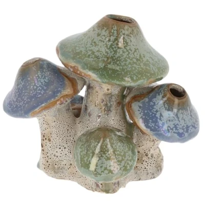 Image of Shudehill Giftware Mushroom Craft Stem Green and Blue Vase Small, Medium or Large (Large)
