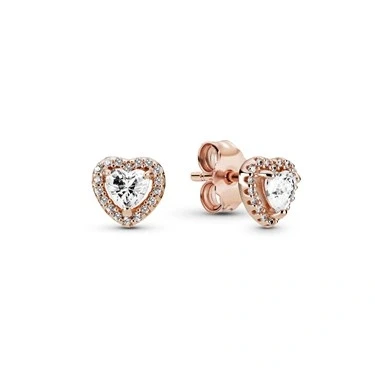 Image of Pandora Rose Gold Sparkling Elevated Heart Earrings