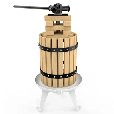 Image of 6L Fruit Press Cider Wine Making with Wooden Basket for Homemade Naturial Juice, Grape, Berry, Apple Presser