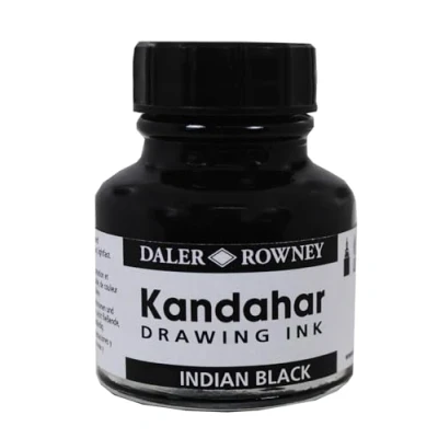 Image of Daler Rowney Kandahar Drawing Ink, Glass Bottle, 5.92oz 175 ml, Black