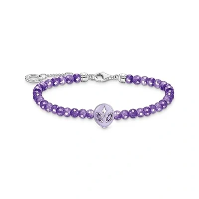 Image of Thomas Sabo Women Bracelet with Imitation Amethyst Bead Silver 925 Sterling Silver, Cold Enamel A2137 041 13