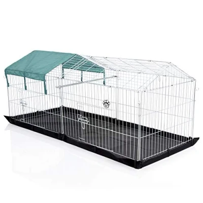 Image of Cozy Pet Rabbit Run Playpen with Pitched Roof, Sun Shade &amp; NEW Floor, Guinea Pig Pen, Dog Puppy Cage Ferret Play Pen RR06+Floor. (We do not ship to Channel Islands)