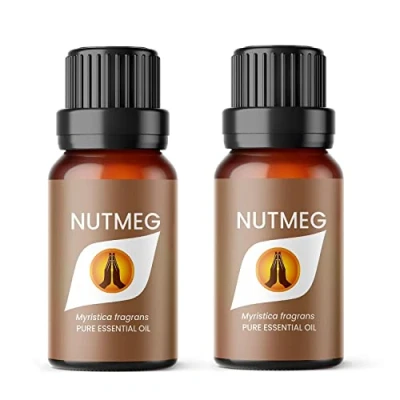 Image of Aroma Energy Nutmeg Essential Oil 20ml (2 x 10ml Bottles) 100% Pure &amp; Natural