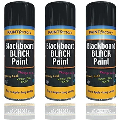 Image of Life Necessities Blackboard Black Spray Paint, 3 X 250ml Ideal for Childs Room, School Chalk Board Spray, Long lasting Matt finish Paint