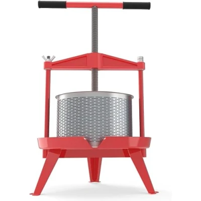 Image of Fruit Press Cider Wine Making with T Hand for Homemade Naturial Juice, Grape, Vinasse,Oil Pomace and Honeycomb, Apple Crusher Presser, Included Free Filter Bag (9L, Stainless Steel)