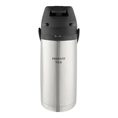 Image of Pioneer Flasks Stainless Steel Airpot Tea Dispenser Conference Event Flask, 1.9 litres, SS19HC/TEA, Silver