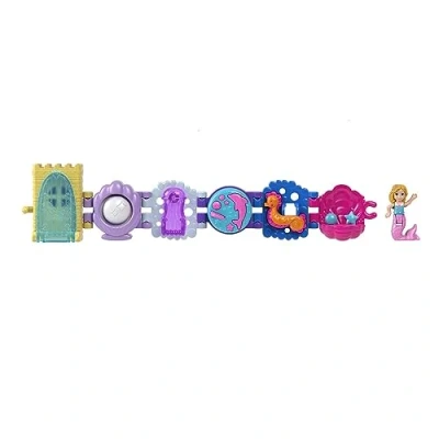 Image of Mattel Polly Pocket Treasures Bracelet Seashell Theme + 1 Micro Doll and Interactive Features!