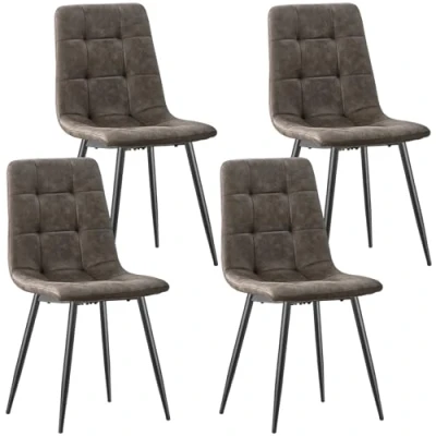 Image of LONGTOO Dining Chairs Set of 4, Technical Cloth Kitchen Chairs, Upholstered Chair with Metal Base for Room, Living Kitchen, Bedroom and Reception Room