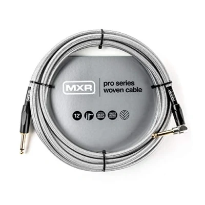 Image of MXR DCIW12R Cable 12ft 3.6m Woven Silver Instrument Right Angle