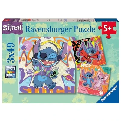 Image of Ravensburger Disney Stitch Jigsaw Puzzles for Kids Age 5 Years Up 3x 49 Pieces