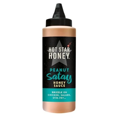 Image of Hot Star Honey Peanut Satay Sauce Hand Crafted Spicy Perfect for Chicken, Pizza, Pasta, Steak and Noodles, 290g Bottle