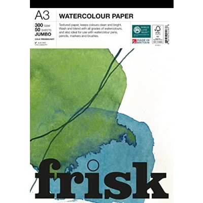 Image of Frisk Jumbo Watercolour Paper Pad 300gsm Cold Pressed/Not 50sheets A3