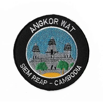 Image of Angkor Wat Siem Reap Cambodia Patch Embroidered Iron or Sew on Badge Applique Asia Jungle Trek Unesco Temples Souvenir Rare