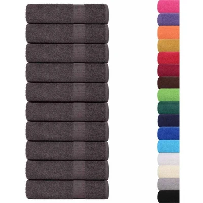 Image of vidaXL Hand Towels 10 pcs Anthracite 50x100 cm 360 gsm 100% Cotton