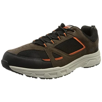 Image of Skechers Men&#039;s Oak Canyon Duelist Sneaker, Chocolate Leather Pu Mesh Black Trim, 9 UK