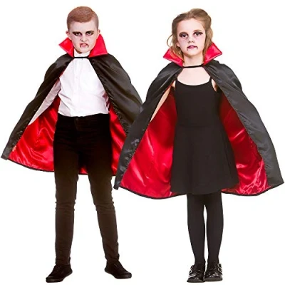 Image of Wicked Costumes Kids Unisex Super Deluxe Satin Vampire Cape Fancy Dress Costume (One Size)
