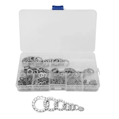 Image of 300 Pcs External Tooth Star Lock Washers Assortment Kit Serrated Washer 304 Stainless Steel Anti Loose Gasket M2.5 M3 M4 M5 M6 M8 M10 M12