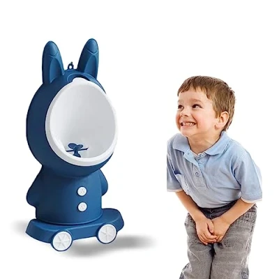 Image of Coo11 Urinal for Toddlers Kids Boys Adjustable Height Wall Mounted and Stand Rabbit Pot Toddler Toilet Training hygine Skill Improve 18+ Months (Blue)