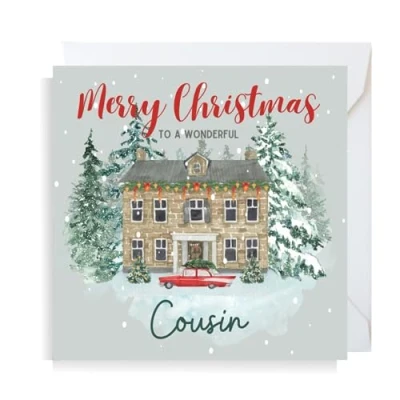 Image of Second Ave Cousin Christmas House Square Xmas Holiday Festive Greetings Card