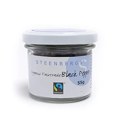 Image of Steenbergs Organic Fairtrade Black Peppercorns Standard Jar 55g