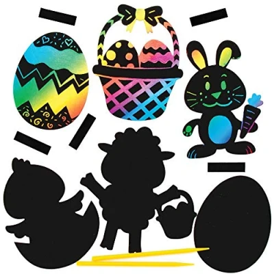 Image of Baker Ross Easter Scratch Art Magnets Pack of 10, Crafts, Craft For Kids (AT452)