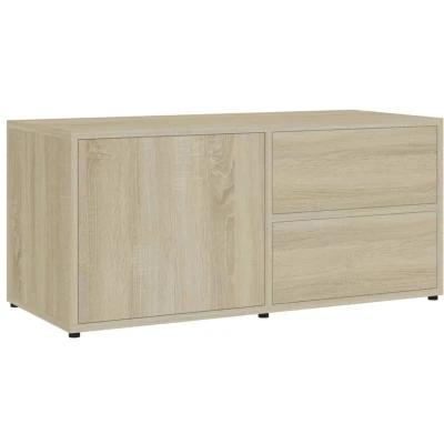 Image of vidaXL TV Cabinet Stand Scandinavian Design Sonoma Oak Finish, Optimal Storage with 2 Drawers &amp; Door Compartment, Engineered Wood, Ideal for Living Room and Bedroom