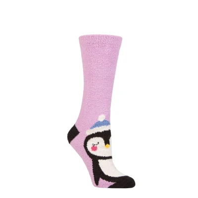 Image of Women&#039;s 1 Pair Thought Billie Animal Recycled Polyester Fluffy Socks Lavender Purple 4 7