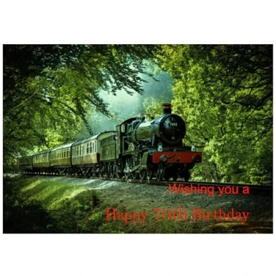 Image of Beebooh cards steam train on track 70th birthday card