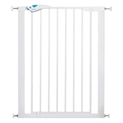 Image of Munchkin Lindam Alloy Steel Stair Gate, Tall Gate 91.4cm, Easy Fit Deluxe Toddler &amp; Baby Pressure Baby, dog Stairs Doorways, No Screws Child 76 82cm White