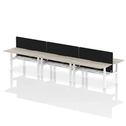 Image of Air B2B 1600x800 Adjustable 6P Bench Desk Scallop Gry Oak/White/Screen