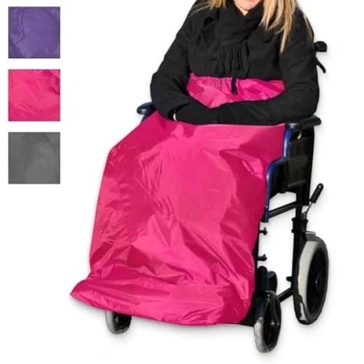 Image of Mobility Smart Luxury Wheelchair Apron Pink Adult 100% Waterproof Weather Proof Fleece Lined Warm Comfort Blanket Leg Protective Cover