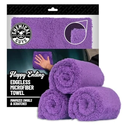 Image of Chemical Guys MIC34803 Happy Ending Ultra Plush Edgeless Microfiber Towel, Purple (16&quot; x 16&quot;)