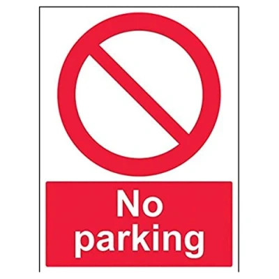 Image of V Safety No Parking Sign 300mm x 400mm Self Adhesive Vinyl