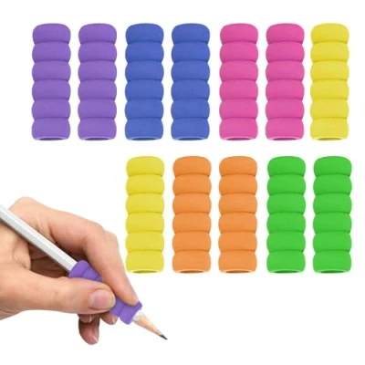 Image of 12 pcs Pencil Grips for Children, 6 Colours Foam Relieving Fingers Kids and Adults