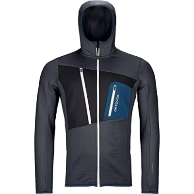 Image of Ortovox Fleece Grid Hoody M Sweatshirt, Man, mens, 8721100016, Black Steel, S