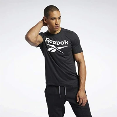 Image of Reebok Men&#039;s Workout Ready Supremium Graphic T Shirt, Black, S UK