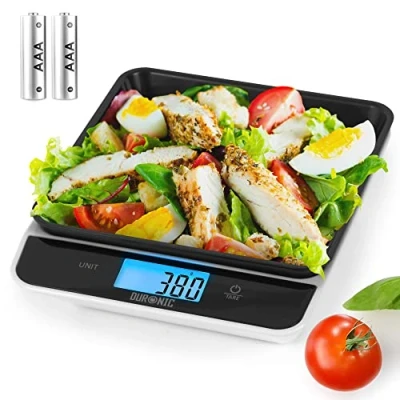 Image of Duronic Digital Kitchen Scales KS100 BK Electronic Scale with Bowl Measuring Weighing Black Baking for Cooking Mail Pet Food Measurement Baker Weight Scale, Tare LCD Display