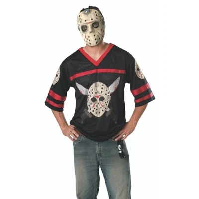 Image of Rubie&#039;s Official Jason Hockey Jersey and Eva Mask Adult Fancy Dress Standard Size, Men: 38/40