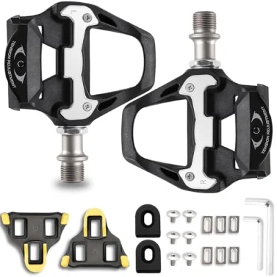 Image of Road Bike Pedals, 9/16&quot; Clipless SPD Aluminum Alloy Bicycle Pedals Compatible with SL System,Cycling Pedal Cleats Set for Shimano SPD, MTB, Fitness, Spin Bike, Indoor &amp; Outdoor Cycling