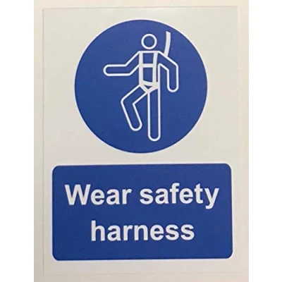 Image of Wear Safety harness sign Self adhesive sticker 200mm x 150mm