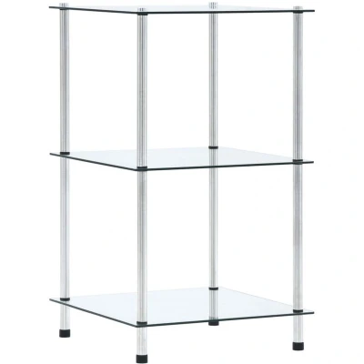 Image of vidaXL 3 Tier Shelf Transparent 40x40x67 cm Tempered Glass