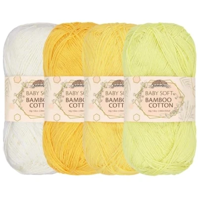 Image of JubileeYarn Baby Soft Bamboo Cotton Yarn 50g/Skein Shades of Yellow 4 Skeins