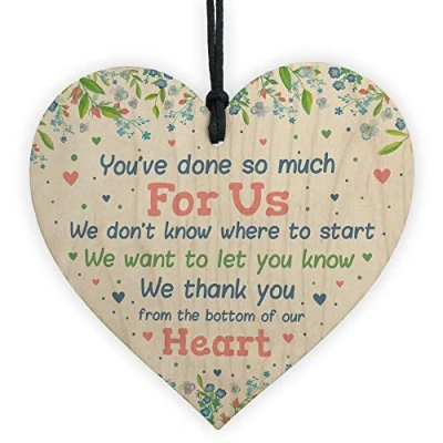 Image of RED OCEAN Thank You Gift Wooden Heart Plaque For Teacher Teaching Assistant Volunteer Leaving Nursery Keepsake